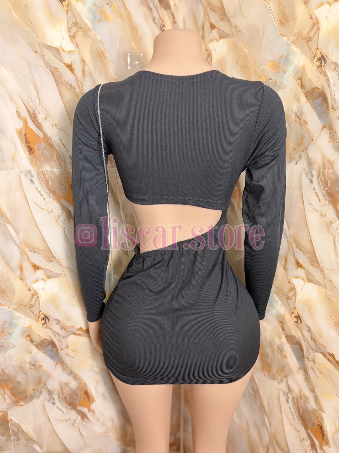 Vestido manga larga asimetrico