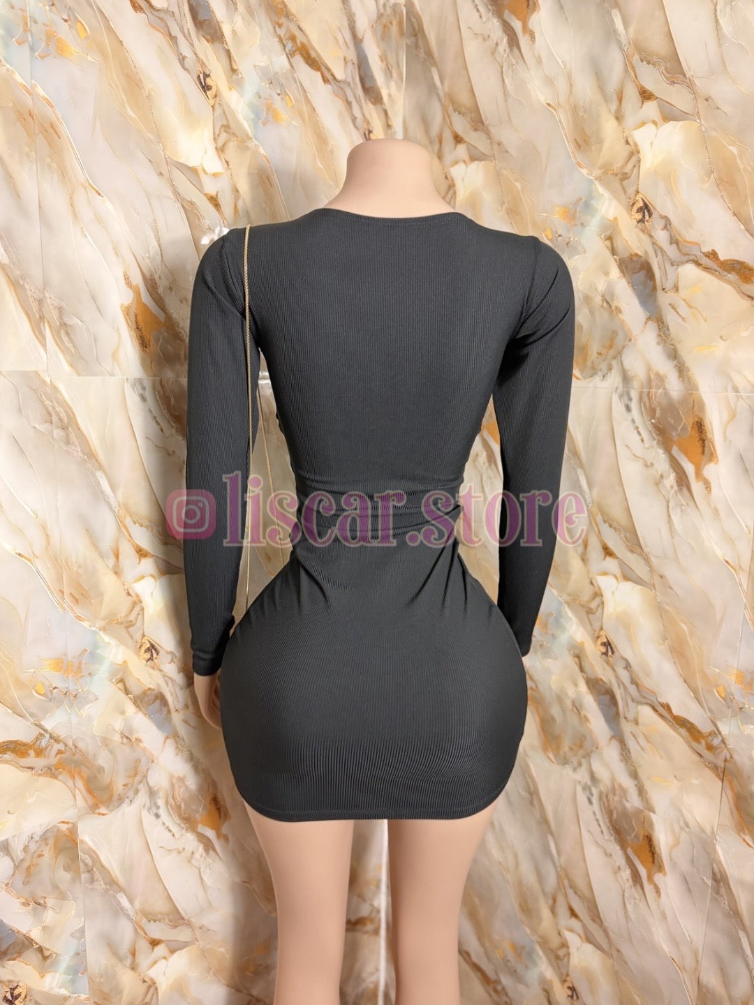 Vestido manga larga hebilla