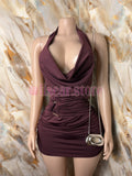 Vestido escote drapeado Monaco