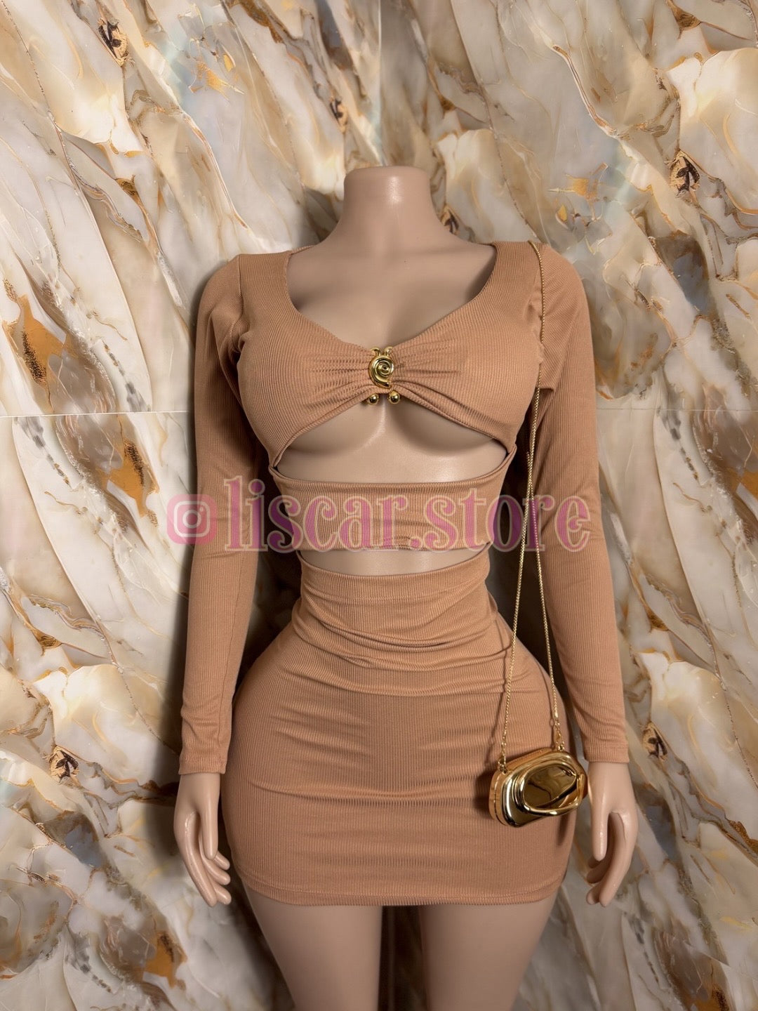 Vestido manga larga hebilla