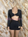 Vestido manga larga asimetrico