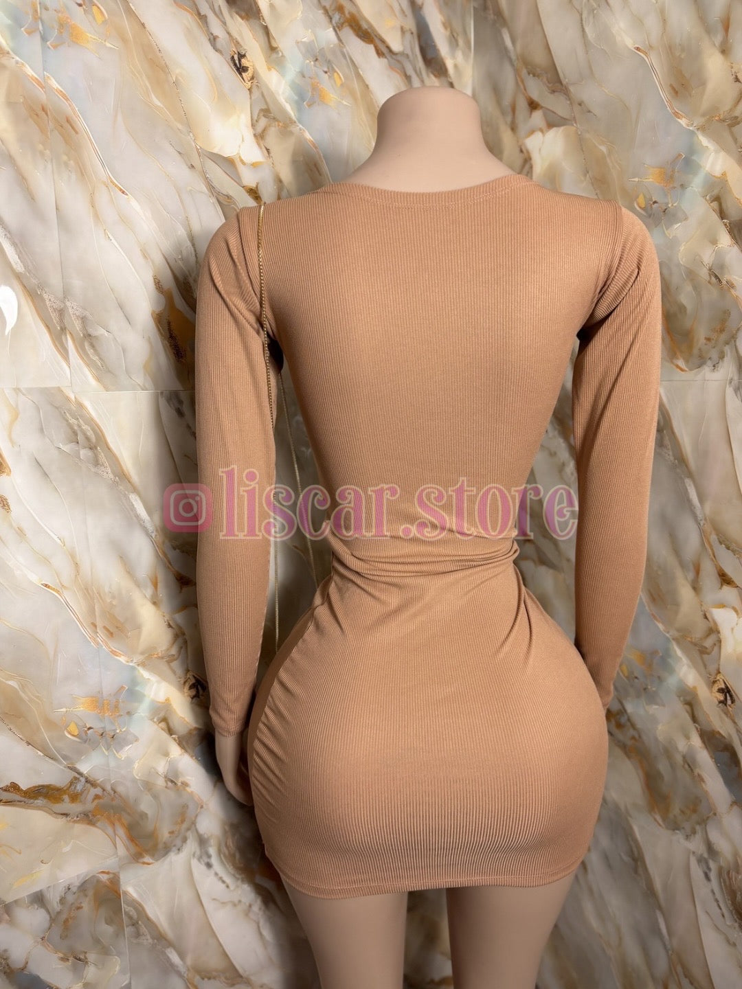 Vestido manga larga hebilla