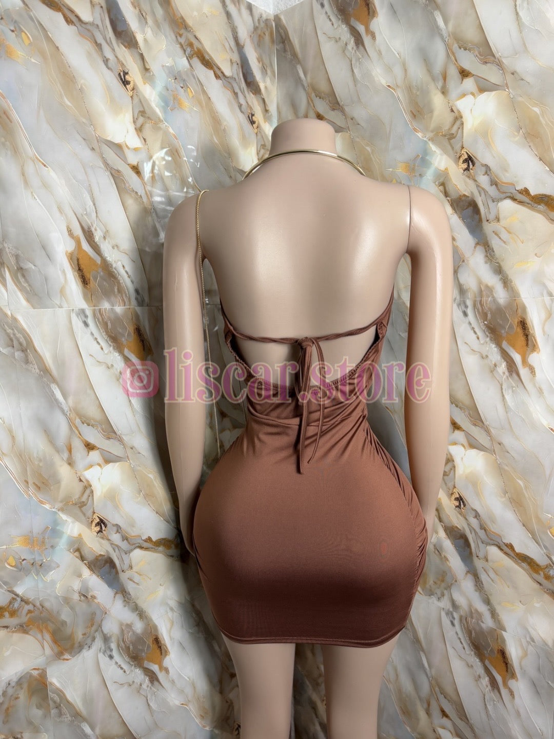 Vestido drapeado cuello dorado Miranda